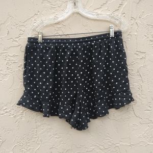 Ruffled hem polka dot tie waist shorts